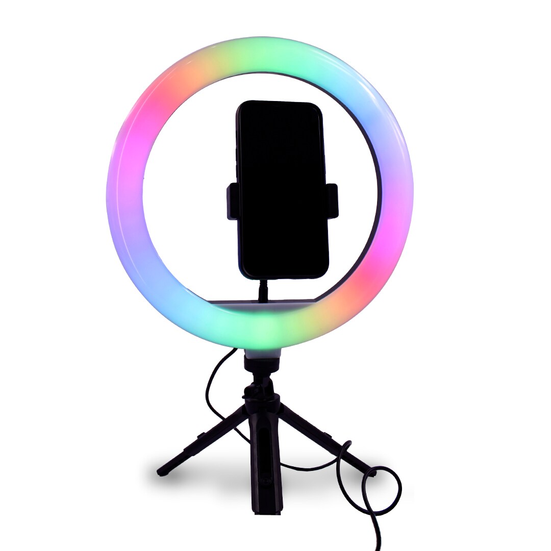 Trípode Aros De Luz Coppel Aros De Luz Led Rgb 12 Pulgadas Tres