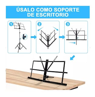 Foto 5 | Foto 5 | Podio Atril para Partituras De Altura Ajustable Con Funda Negro