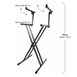 Foto 3 | Foto 3 | Pedestal Profesional Tipo Tijera Para 2 Teclados