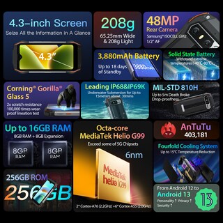 Foto 2 | Foto 2 | Smartphone Blackview N6000 Mini 16 Gb+256 Gb Android 13