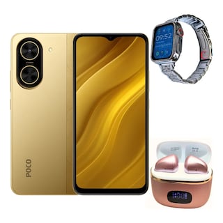 Foto 1 | Foto 1 | Celular Xiaomi Poco C71 128 GB Dorado + Smartwatch Bossney + Audífonos Sabala ST-761