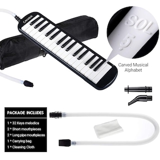 Foto 7 | Foto 7 | Air Piano Melodica Cahaya De 32 Teclas Con Doble Tubo Y Funda, Color Negro - Venta Internacional.