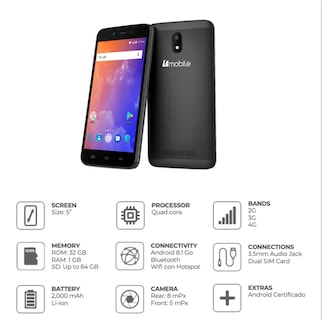 Foto 4 | Foto 4 | Teléfono Celular Android Desbloqueado AX1076+ Pro 5 Pulgadas Negro Doble SIM 4G LTE Bmobile