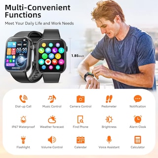 Foto 7 | Foto 7 | Reloj Inteligente Hwagol 2024 1.85 Pulgadas Rastreador de Actividad Física - Venta Internacional