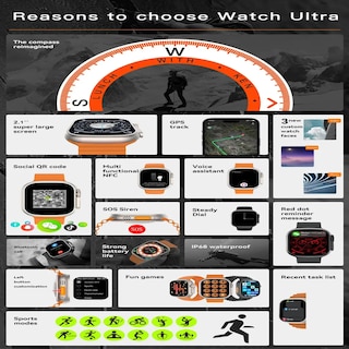 Foto 8 | Foto 8 | Smartwatch N9 Ultra 2  Con Brujula By Ns Tech Negro