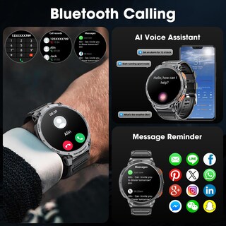 Foto 5 | Foto 5 | Reloj Inteligente Mingwear Military Para Hombre, 1,85 Pulgadas, Hd Touch, 730 Mah - Venta Internacional.