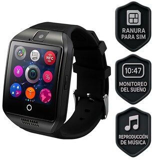Foto 1 | Foto 1 | Smartwatch Q18 Negro con Cámara, SIM y MicroSD, Llamadas Bluetooth y Funciones Deportivas