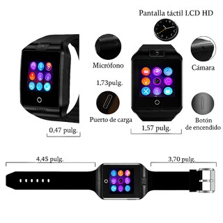 Foto 2 | Foto 2 | Smartwatch Q18 Negro con Cámara, SIM y MicroSD, Llamadas Bluetooth y Funciones Deportivas