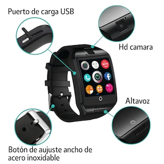 Foto 3 | Foto 3 | Smartwatch Q18 Negro con Cámara, SIM y MicroSD, Llamadas Bluetooth y Funciones Deportivas