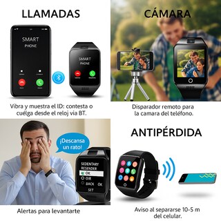 Foto 5 | Foto 5 | Smartwatch Q18 Negro con Cámara, SIM y MicroSD, Llamadas Bluetooth y Funciones Deportivas