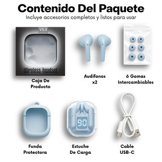 Foto 5 | Foto 5 | Smartwatch Ultra Negro Full Touch + Audífonos Bluetooth Z9 Azul Cancelación Ruido Resistente Al Agua