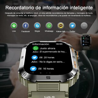 Foto 2 | Foto 2 | Reloj Inteligente Hombre Militar Impermeable Bluetooth Call Verde Militar