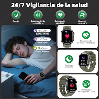 Foto 4 | Foto 4 | Reloj Inteligente Hombre Militar Impermeable Bluetooth Call Verde Militar
