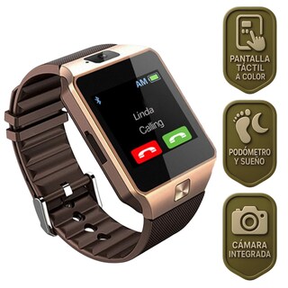 Foto 1 | Foto 1 | Smartwatch Dz09 Reloj Inteligente Dorado Multifunción Pantalla Táctil Bluetooth Cámara Notificaciones