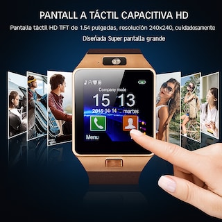 Foto 7 | Foto 7 | Smartwatch Dz09 Reloj Inteligente Dorado Multifunción Pantalla Táctil Bluetooth Cámara Notificaciones