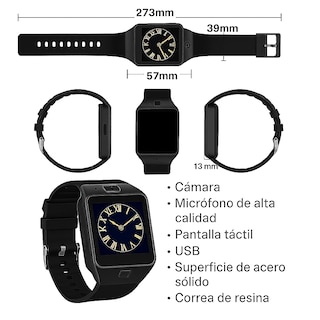 Foto 2 | Foto 2 | Smartwatch Dz09 Reloj Inteligente Negro Multifunción Pantalla Táctil Bluetooth Cámara Notificaciones