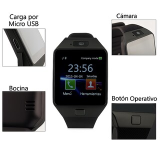 Foto 3 | Foto 3 | Smartwatch Dz09 Reloj Inteligente Negro Multifunción Pantalla Táctil Bluetooth Cámara Notificaciones