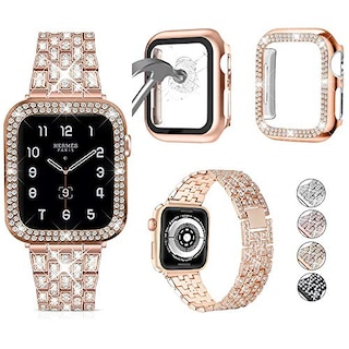 Foto 1 | Foto 1 | Venta Internacional: Compatible Con 3 Paquetes Con Banda Apple Watch + Case 38 Mm 40 Mm 41 Mm 42 Mm 44 Mm 45 Mm, Correa De Meta