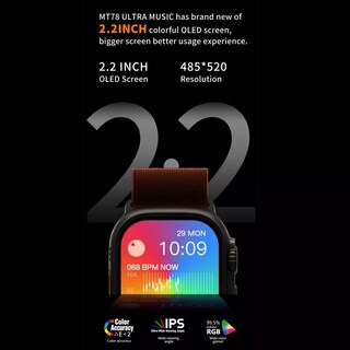 Foto 4 | Foto 4 | Reloj Smartwatch Mt78 Ultra Fralugio Nfc Hr Bp Spo2 Brújula color Naranja