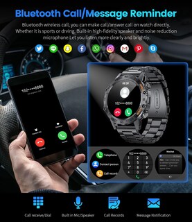 Foto 5 | Foto 5 | Venta Internacional - Reloj Inteligente Foxbox Para Responder/hacer Llamadas Android Ios Para Hombre, Negro