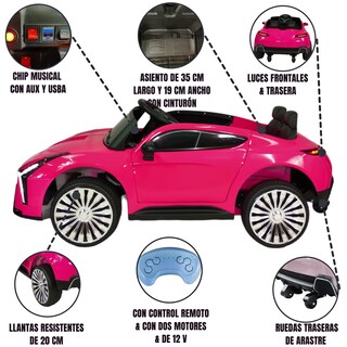 Foto 2 | Foto 2 | Carro Montable Eléctrico para Niños TEK-698-ROSA Control Remoto Luz