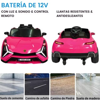 Foto 3 | Foto 3 | Carro Montable Eléctrico para Niños TEK-698-ROSA Control Remoto Luz