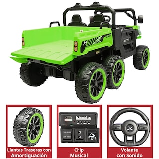 Foto 4 | Foto 4 | Montable Eléctrico Para Niños Tractor 6x6 Caja De Vuelco Atomática Luz Y Sonido Bluetooth 12v - Verde