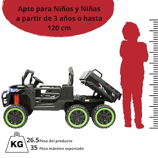 Foto 6 | Foto 6 | Montable Eléctrico Para Niños Tractor 6x6 Caja De Vuelco Atomática Luz Y Sonido Bluetooth 12v - Negro