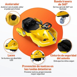Foto 7 | Foto 7 | Go Kart Electrico Para Niños Giro 360° Luz Bluetooth Iciqlo Color