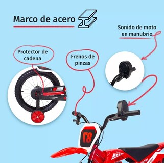 Foto 2 | Foto 2 | Bicicleta Entrenadora Para Niños Aeiou Moto Cross Bike R12 Roja