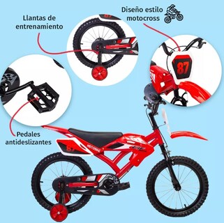 Foto 3 | Foto 3 | Bicicleta Entrenadora Para Niños Aeiou Moto Cross Bike R12 Roja