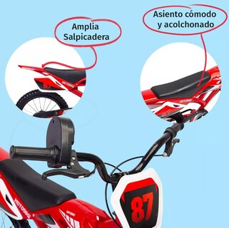Foto 4 | Foto 4 | Bicicleta Entrenadora Para Niños Aeiou Moto Cross Bike R12 Roja