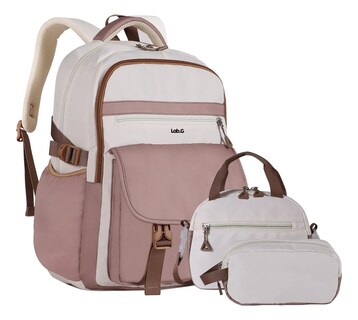 Foto 1 | Foto 1 | Mochila Escolar Viaje Para Laptop Set De 3 Piezas Marron Beige