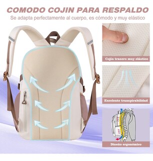 Foto 5 | Foto 5 | Mochila Escolar Viaje Para Laptop Set De 3 Piezas Marron Beige