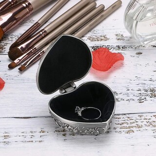 Foto 5 | Foto 5 | Caja De Joyería Alhajero De Tallado Metal En Forma De Corazón Plateado