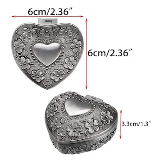 Foto 5 | Foto 5 | Caja De Joyería Alhajero De Tallado Metal En Forma De Corazón Plateado