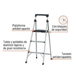 Foto 2 | Foto 2 | Escalera 3 Peldaños Aluminio Tipo Tijera Truper 16764