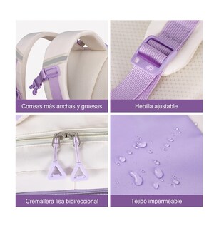 Foto 2 | Foto 2 | Mochila Escolar Viaje Para Laptop Impermeable 3 Pz Violeta Beige