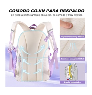 Foto 3 | Foto 3 | Mochila Escolar Viaje Para Laptop Impermeable 3 Pz Violeta Beige