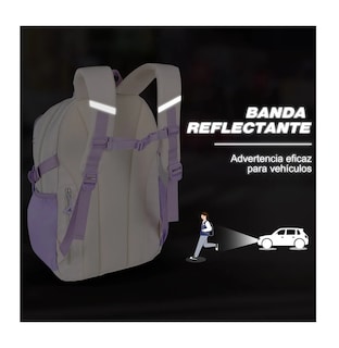 Foto 4 | Foto 4 | Mochila Escolar Viaje Para Laptop Impermeable 3 Pz Violeta Beige