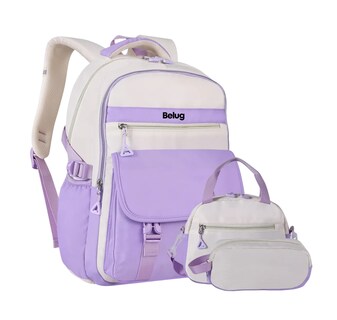 Foto 1 | Foto 1 | Mochila Escolar Viaje Para Laptop Impermeable 3 Pz Violeta Beige