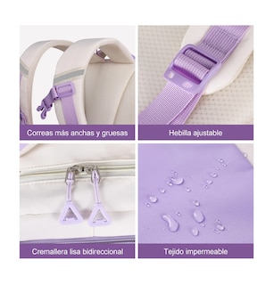 Foto 2 | Foto 2 | Mochila Escolar Viaje Para Laptop Impermeable 3 Pz Violeta Beige