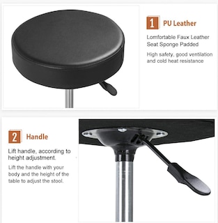 Foto 5 | Foto 5 | Silla Giratoria De Salón Rolling Stool Yaheetech  Ajustable  Negra - Venta Internacional.