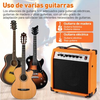 Foto 2 | Foto 2 | Amplificador De Guitarra De 20 W Con Altavoz De 6 5'' 5 Modos Y Entrada Auxiliar Naranja
