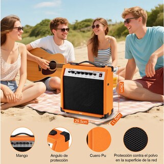 Foto 3 | Foto 3 | Amplificador De Guitarra De 20 W Con Altavoz De 6 5'' 5 Modos Y Entrada Auxiliar Naranja