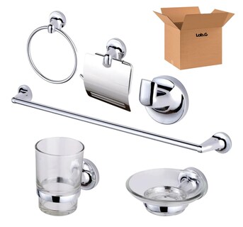 Foto 1 | Foto 1 | Juego De Accesorios De Baño 6 Pzas Plateados