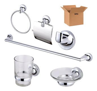 Foto 1 | Foto 1 | Juego De Accesorios De Baño 6 Pzas Plateados