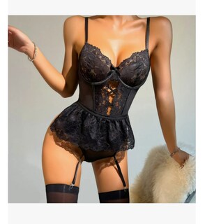 Foto 4 | Foto 4 | Lenceria Mujer De Encaje Baby Doll Con Liguero Ropa Interior