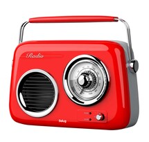 Radio Retro Portátil Recargable Bluetooth Rojo