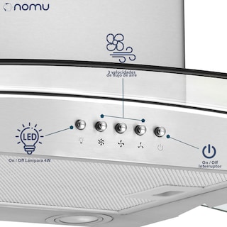Foto 4 | Foto 4 | Nomu Campana De Extracción Cristal Curvo 90cm Acero Inoxidable